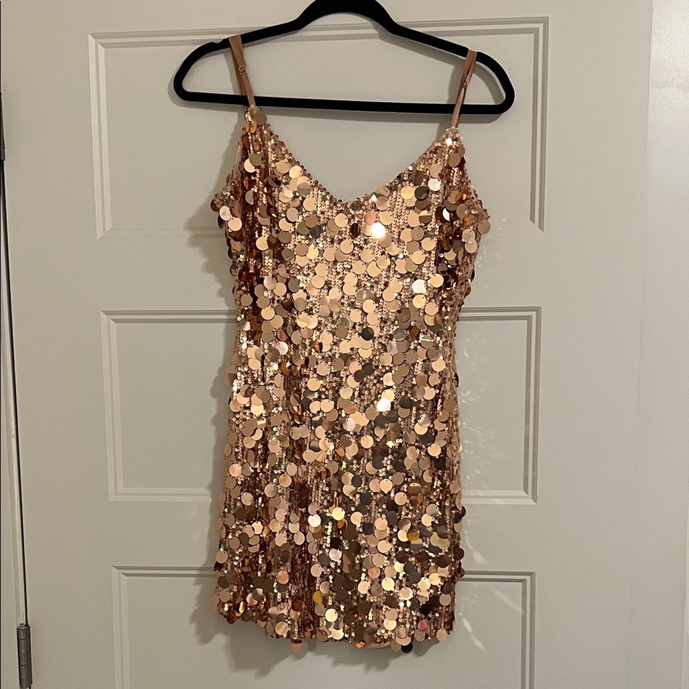 Sequin Rose Gold Mini Dress
